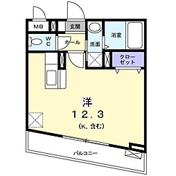 レインボーローズ ワンルームの間取図画像