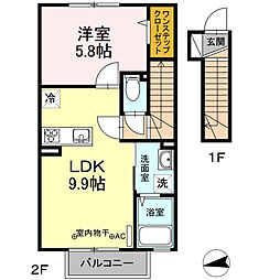 ナツドルーニ 1LDKの間取図画像