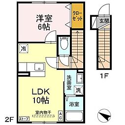 グランモア三好A 1LDKの間取図画像