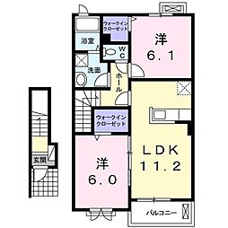 ルミエール 2LDKの間取図画像