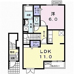 ブリーゼ和多田 1LDKの間取図画像