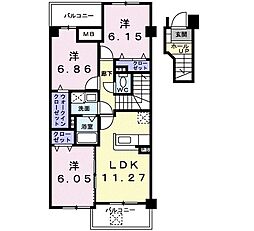 サニーフィールド 3LDKの間取図画像