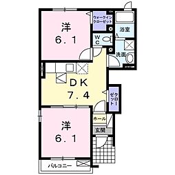 フラワーガーデン2 2DKの間取図画像