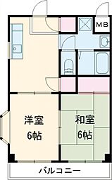 シャトル大久保 2DKの間取図画像
