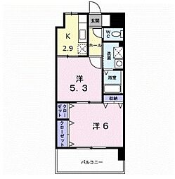 ステートリーマンション鷲崎 2Kの間取図画像