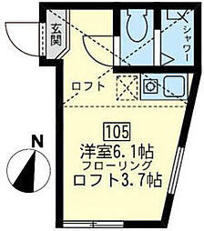 ユナイト金沢八景ヨハネスの杜 ワンルームの間取図画像