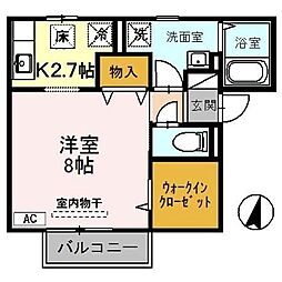 リビングタウン魚住A棟 1Kの間取図画像