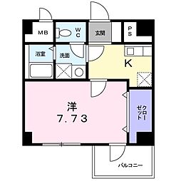 T&A横浜白金 1Kの間取図画像