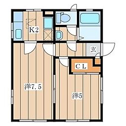 KHハイツH 2Kの間取図画像