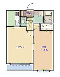 イストワール 1LDKの間取図画像