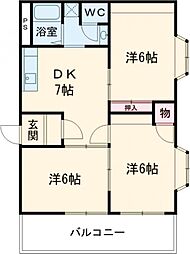 びーどろ名切 3DKの間取図画像