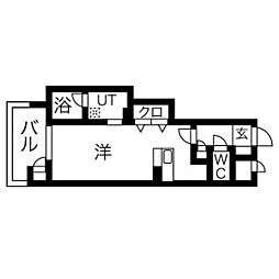プレジール三ノ宮3 1DKの間取図画像