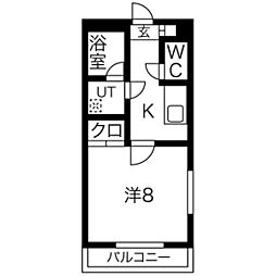 グリーンステージみたけ 1Kの間取図画像