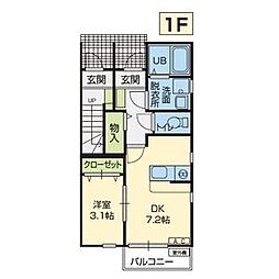 SunFrecceK2 1DKの間取図画像
