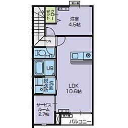 エスト・ポミエB 1SLDKの間取図画像