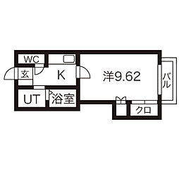 エクセルシオール.B 1Kの間取図画像