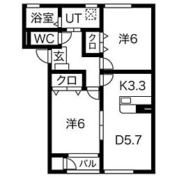 ステラB 2LDKの間取図画像