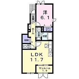 ラディアンス2 1LDKの間取図画像