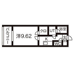 ブランポミエ 1Kの間取図画像