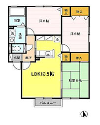 カーサアダージョ 3LDKの間取図画像