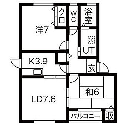 ネオ・アーブル2 2LDKの間取図画像