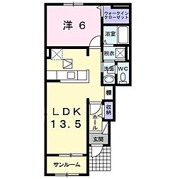 パストラルC 1LDKの間取図画像