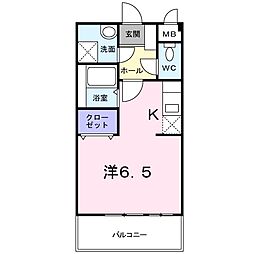 サンライズ 1Kの間取図画像