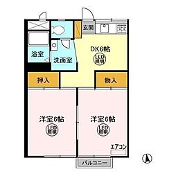 ダイハイツ85 2DKの間取図画像