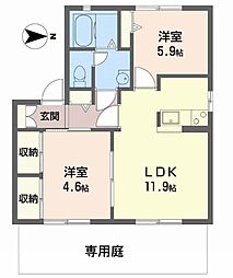 ディアス東南A棟 2LDKの間取図画像