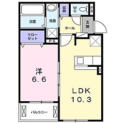 カーサ・デル・ソーレ2 1LDKの間取図画像