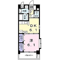 グランシャトーヤフソ 1DKの間取図画像