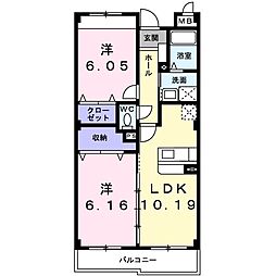 メゾンS-3 2LDKの間取図画像