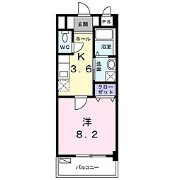 コリーヌフォレスト 1Kの間取図画像