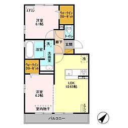 マノワール青堀 2LDKの間取図画像
