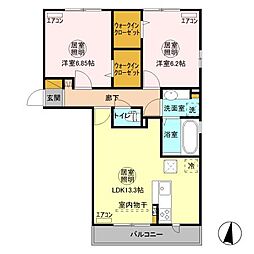 アピタコート 2LDKの間取図画像