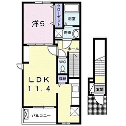 ルントベルク 1LDKの間取図画像