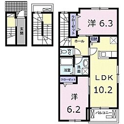 アルコバレーニ3 2LDKの間取図画像