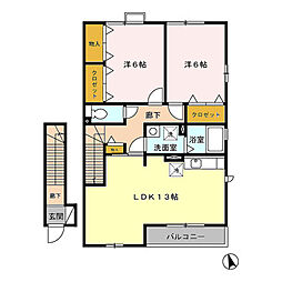 エクセルパークA 2LDKの間取図画像