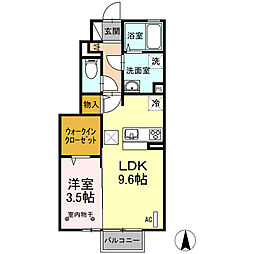 グレースコートミレーニアC 1LDKの間取図画像