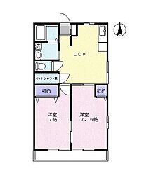 ベアハイムB 2LDKの間取図画像
