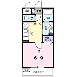 美・スリズィエ 1Kの間取図画像