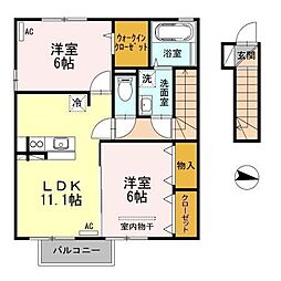 クロシェットC 2LDKの間取図画像