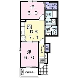 サンライズ5 2DKの間取図画像