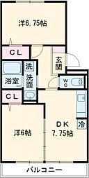 エクレール美濃屋　Ｃ 3階2DKの間取り