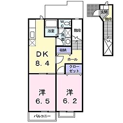メゾンフルーレA 2DKの間取図画像
