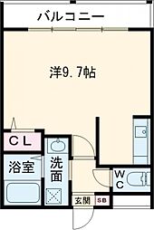 ステラウッド道明寺II 102 1階ワンルームの間取り