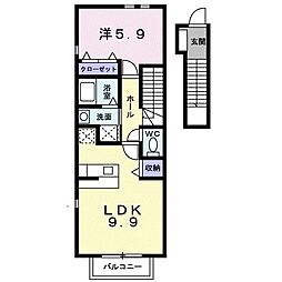 サンリバー 1LDKの間取図画像