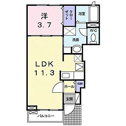メゾンみのる2 1LDKの間取図画像