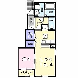 ソレイユベル3 1LDKの間取図画像