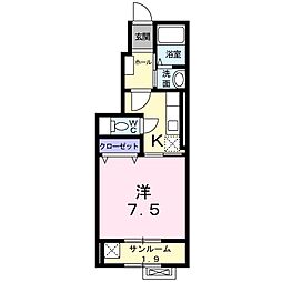 メゾンゼウス 1Kの間取図画像